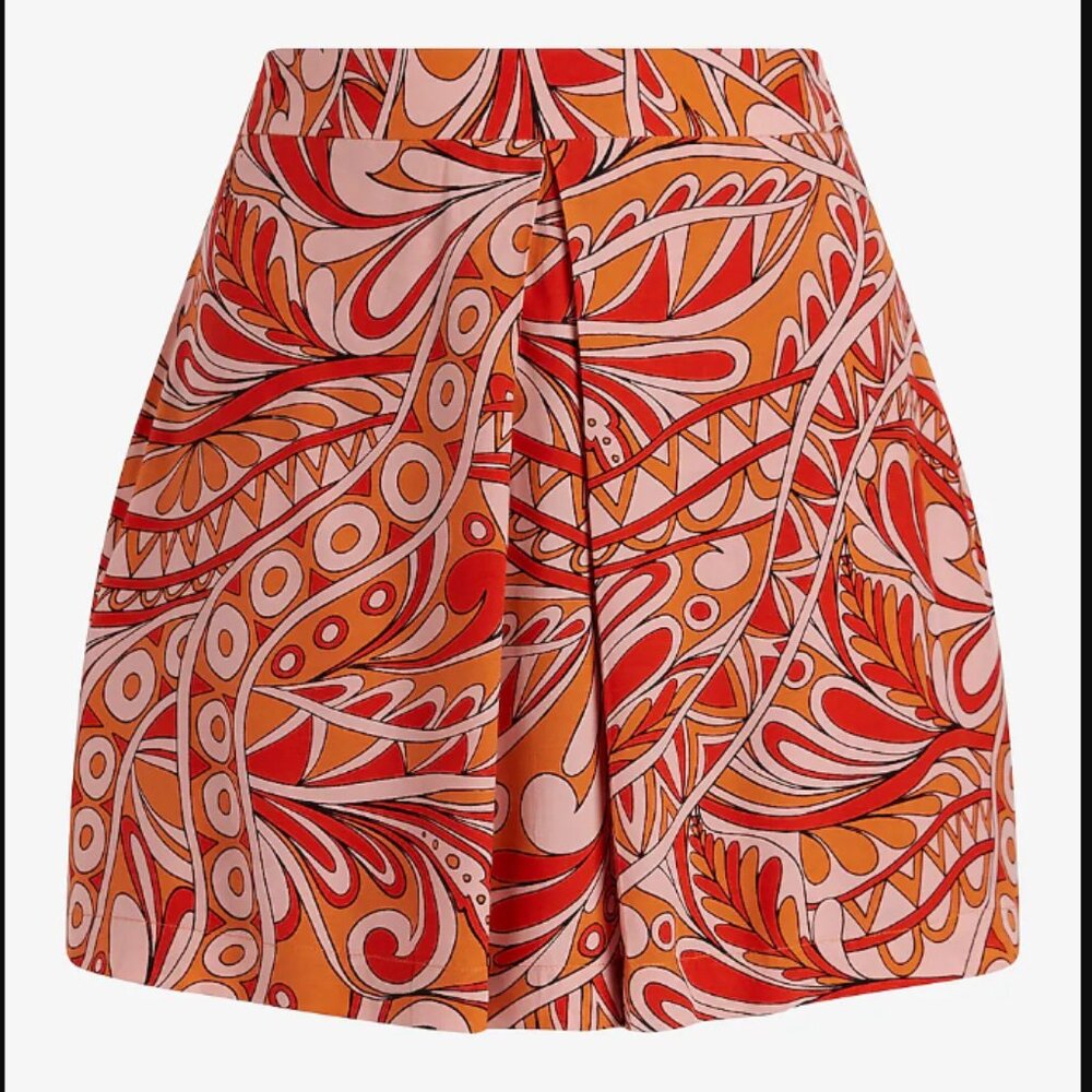 EXPRESS High Waisted Printed Mini Skort (14)